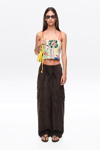 Summer Patchwork ruched strappy top