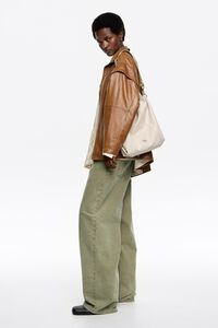 Medium ivory leather Paper bag