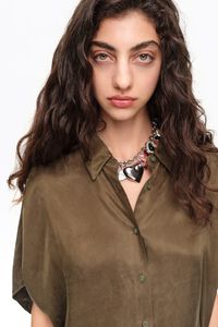 Khaki fluid cape shirt