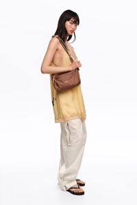 Tan nylon small trapecio bag