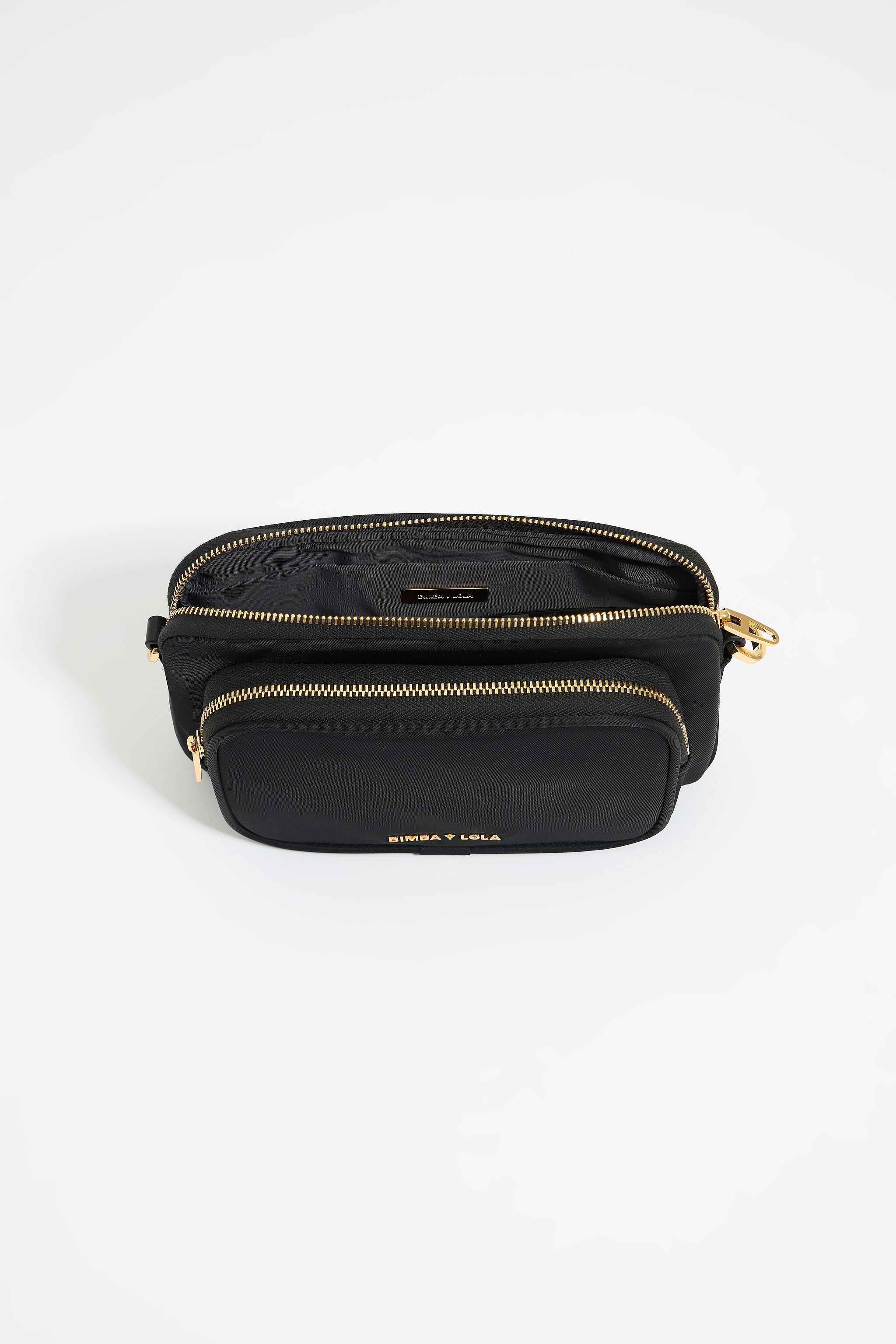 Mini black nylon crossbody bag