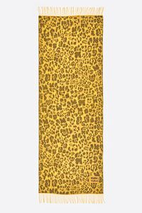 Yellow animal print jacquard acrylic shawl