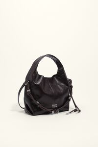 Small espresso leather Paper bag