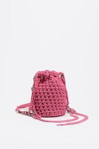 Dark pink mini braided Bucket bag