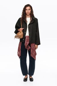 Short black batwing trench coat