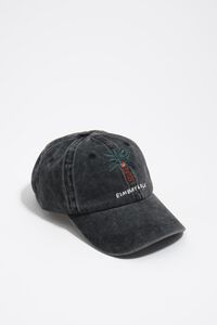 Washed black palm tree cotton cap