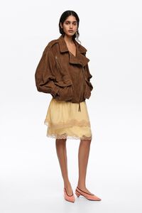 Dark olive suede double-breasted jacket