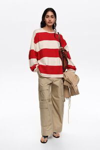 Oversize red striped T-shirt