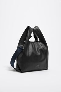 Medium black leather Paper bag