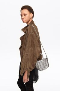 Silver plaited leather mini bag