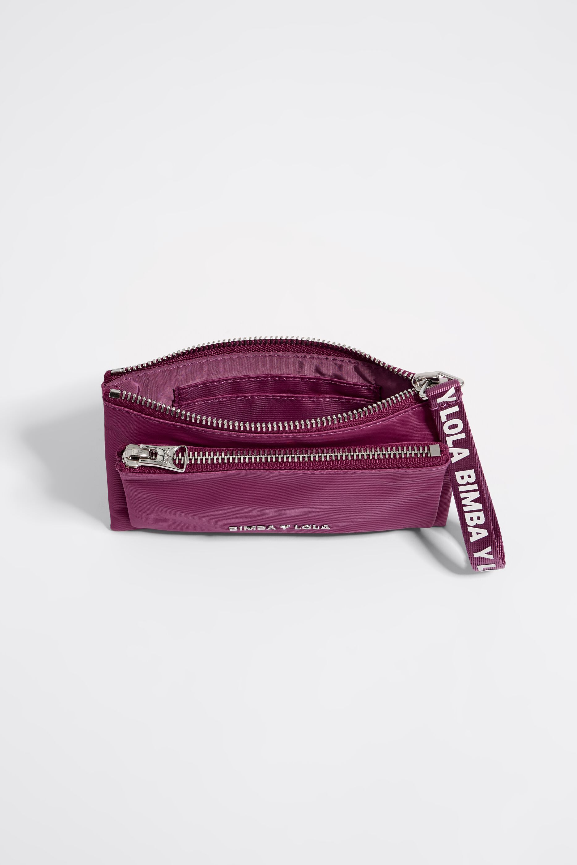 Dark pink nylon double purse