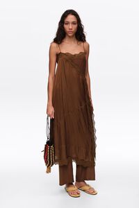 Dark olive lace skirt-trouser hybrid