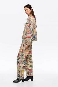 BARREL - Flowers Patchwork denim trousers