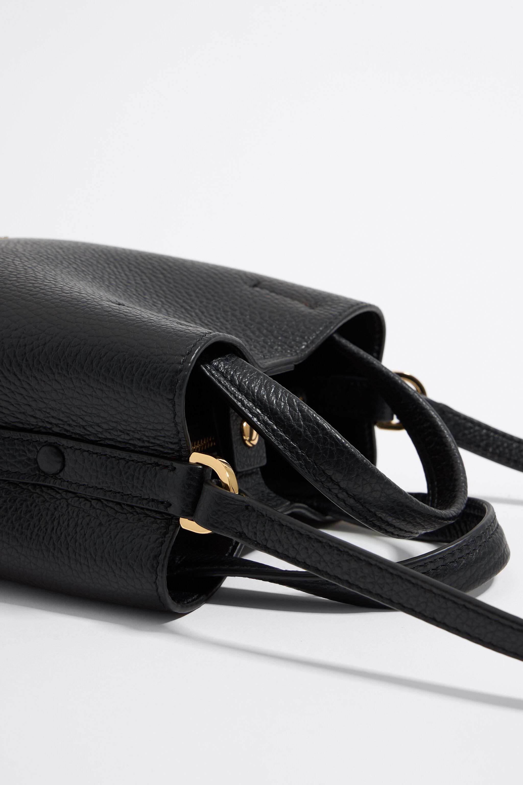 Mini black leather Chihuahua bag
