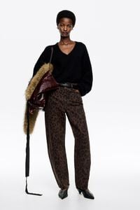 BARREL - Dark brown Leopard Big jeans