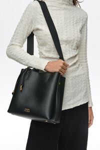 Large black leather Chihuahua bag