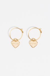 Ivory and gold mini heart hoop earrings
