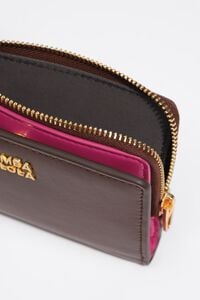 Dark tan leather compact purse