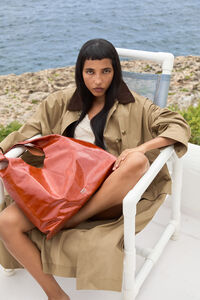 Maxi burnt orange leather Bikini Paper bag