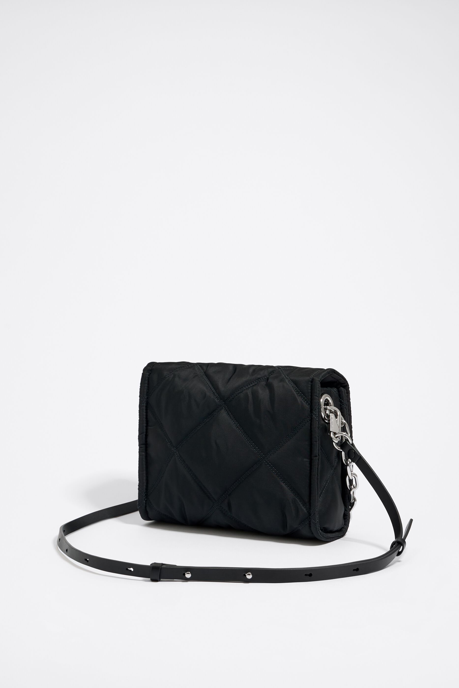 M black nylon crossbody bag with flap