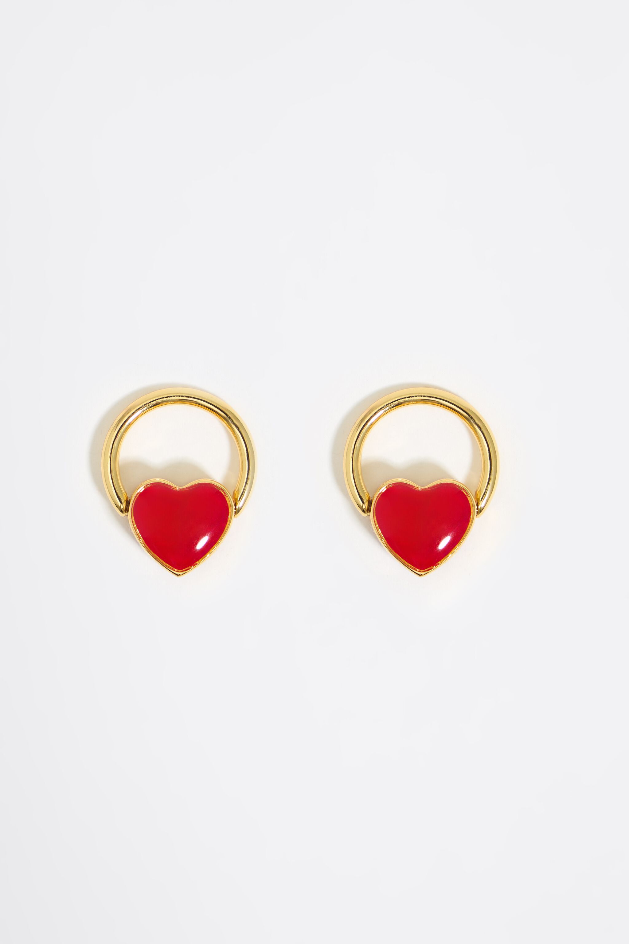 Red enamel heart earrings sales