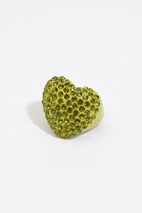 Lime crystals heart ring