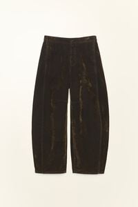 BARREL - Dark khaki flocked cotton trousers