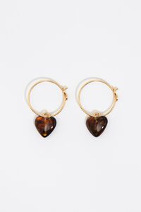 Amber resin heart hoop earrings
