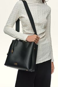 Large black leather Chihuahua bag