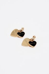 Black and gold hearts hoop earrings
